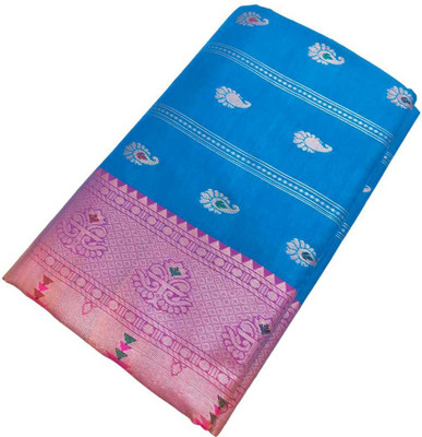 The FabLab Woven Kanjivaram Satin, Silk Blend Saree(Multicolor)