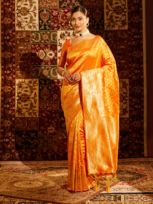 KASEE Self Design Banarasi Art Silk Saree(Mustard)