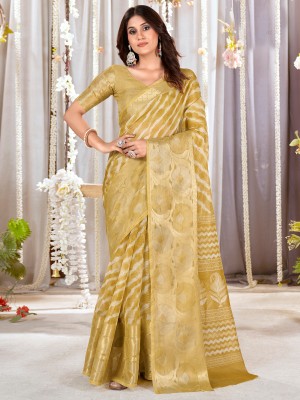 Sareemall Woven Banarasi Organza Saree(Green)