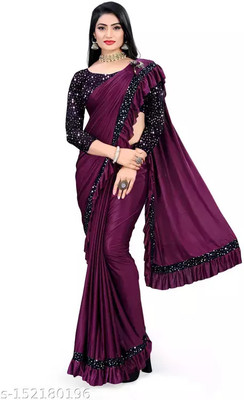 Radhe Fashion Embellished Bollywood Lycra Blend Saree(Magenta)