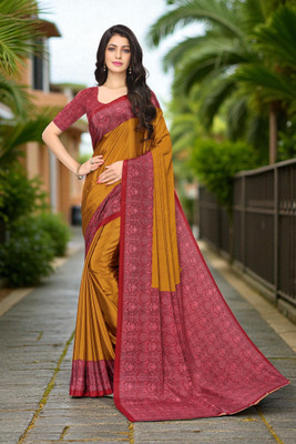 Uniform Unicorn Printed Bollywood Tussar Silk Saree(Yellow)