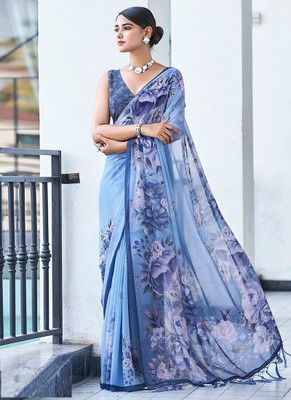 Panchvati NX Digital Print Regular Sari Georgette Saree(Blue)