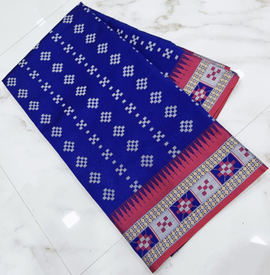 KALANJALI FASHION Woven Sambalpuri Art Silk Saree(Blue, Red)