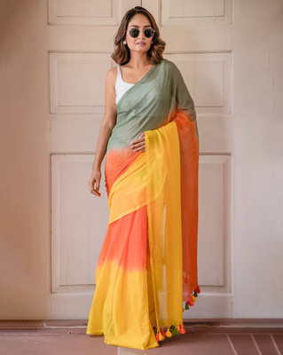 MM VENTURE Printed Bollywood Linen Saree(Green)