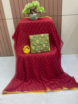 Florono enterprise Embellished Daily Wear Chiffon Saree(Maroon)