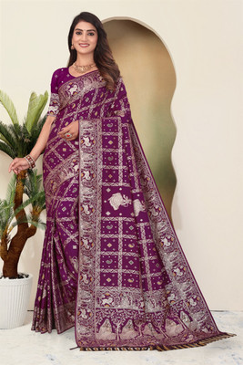 CKDESIGNER Woven Banarasi Nylon Saree(Purple)