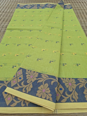 Dristikone Woven, Striped Tant Pure Cotton Saree(Green)