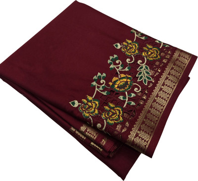 AnviEthnics Solid/Plain Handloom Cotton Silk Saree(Maroon)