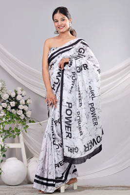 Om Traders Printed Saree with Attached Blouse Cotton Silk Saree(Multicolor)