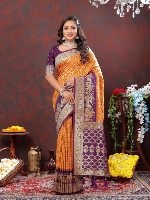 Zeekha Woven Patola Pure Silk Saree(Mustard)