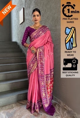 YANKITA Embellished Daily Wear Georgette Saree(Pink)