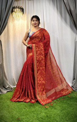 GOURISAREE Woven Tant Tissue Saree(Red)