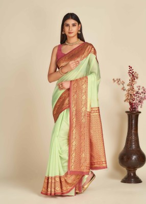 Divastri Self Design Banarasi Pure Silk Saree(Light Green)