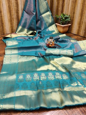 ZILVIRA Self Design Kanjivaram Jacquard, Art Silk Saree(Light Blue)