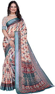 MAANVIT Woven Kanjivaram Cotton Linen, Pure Cotton Saree(Multicolor)