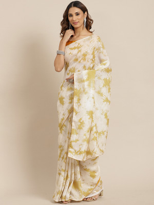 Divastri Printed Bollywood Polyester Saree(Mustard)