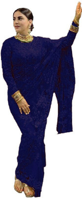 KENOFY SAREES Embellished Bollywood Net Saree(Dark Blue)