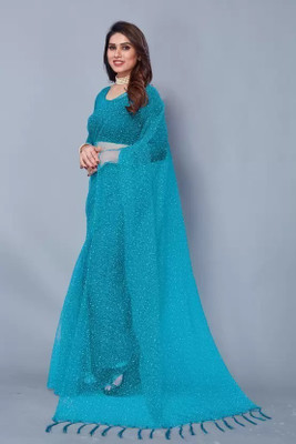 Suali Embellished Bollywood Net Saree(Light Green)