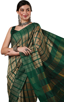 Akhilam Printed Chettinadu Art Silk Saree(Cream)
