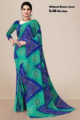 Kanooda Prints Printed Daily Wear Georgette Saree(Blue, Green)