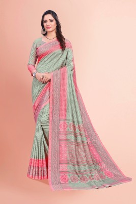 Novus Knitting Printed Daily Wear Crepe Saree(Pink)