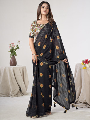 Sangria Embellished Bollywood Georgette Saree(Black)