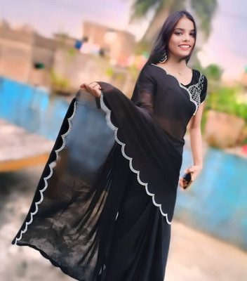 Ananta Akshram Embellished Bollywood Georgette Saree(Black)