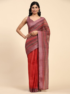 Rachna Floral Print Bollywood Art Silk Saree(Red)