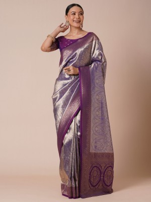 ANOUK Woven Kanjivaram Silk Blend Saree(Purple)