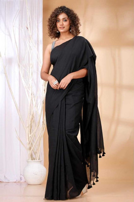 Lakshmi Boutique Solid/Plain Handloom Handloom Cotton Blend Saree(Pink)