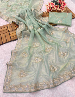 ANKAREEDA FASHION Embroidered Bollywood Georgette Saree(Multicolor)