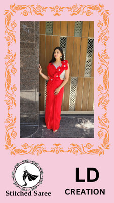 LDCN Self Design Bollywood Georgette Saree(Red)