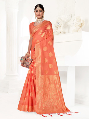 ANOUK Woven Mysore Chanderi Saree(Orange)