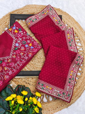 TTH Embroidered Bandhani Georgette Saree(Maroon)