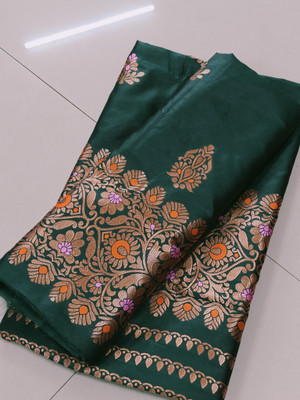 Garbguru Woven Mekhela Chador Pure Silk Saree(Green)