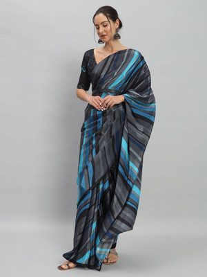 Rachna Striped Bollywood Satin Saree(Purple)