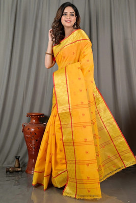 CommonHouseee Self Design Tant Pure Cotton Saree(Multicolor)