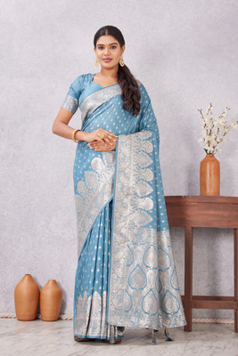 Heirlooms Woven Banarasi Satin Saree(Blue)
