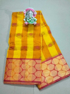 J KunduHouse Woven Tant Cotton Blend Saree(Yellow)