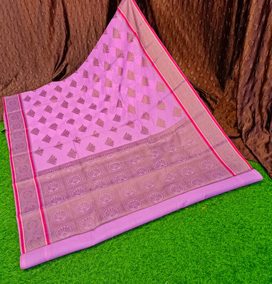 Spewim Woven Banarasi Cotton Silk Saree(Purple)