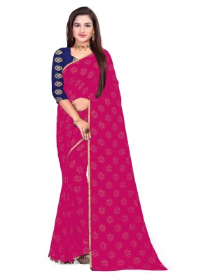 Aardiva Printed Daily Wear Chiffon Saree(Pink)