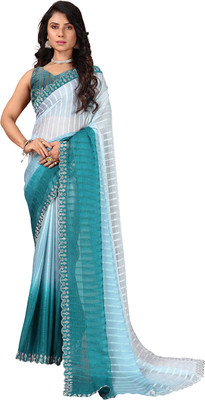 nirmal creation Woven Bollywood Georgette Saree(Green)