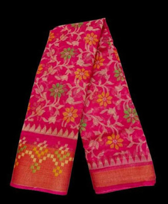 Adrika Printed Bollywood Cotton Blend Saree(Pink)