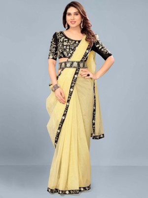 ISHA TRADE Embellished Bollywood Net Saree(Cream)