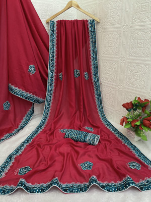 ZOYAL ENTERPRISE Printed Bollywood Silk Blend Saree(Red)