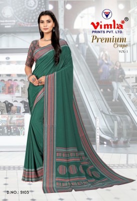 Vimla Printed Daily Wear Crepe Saree(Green)