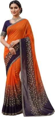 Raashreya Fashions Self Design Bollywood Chiffon Saree(Orange)