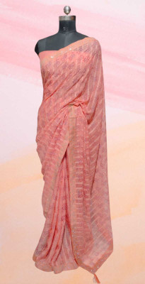 DEEPAK Printed Banarasi Silk Blend Saree(Orange)