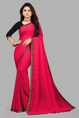 MeghDall Embroidered Bollywood Georgette, Chiffon Saree(Pink)