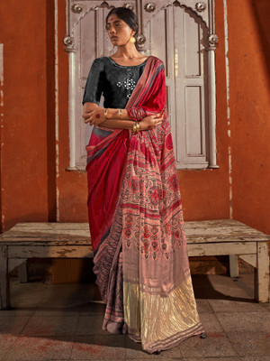 Sareemall Printed Daily Wear Viscose Rayon Saree(Maroon)